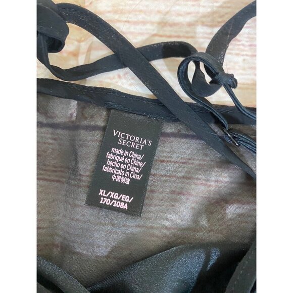 Victoria Secret Women's Black Chiffon Ruffle Slip Dress W/Attached Slip - XL - Picture 10 of 12